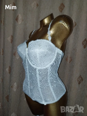 75 Е Бял дантелен корсет , снимка 3 - Корсети, бюстиета, топове - 50500987