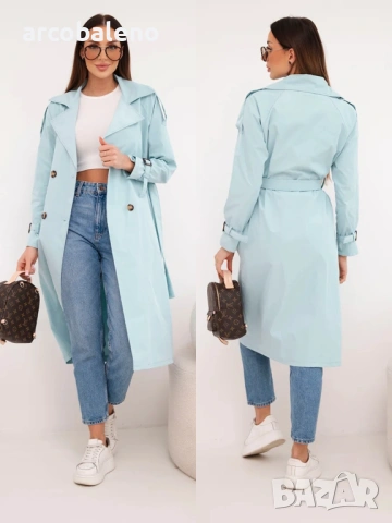 Дамско палто с връзване на талията и яка, 5цвята , снимка 14 - Палта, манта - 53686765