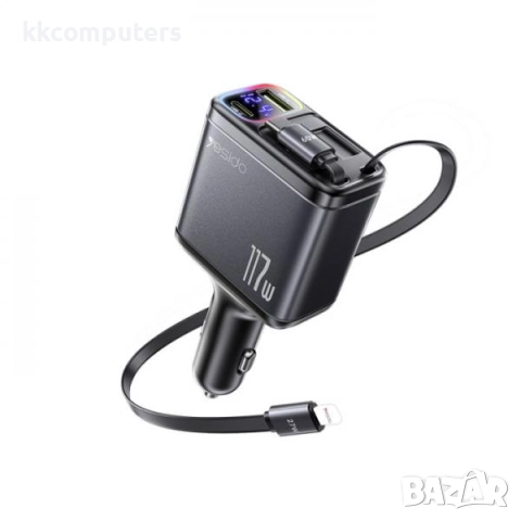 12V Зарядно за автомобил Yesido Y63 / USB QC 3.0 30W , PD 30W / комплект 2 кабелa Type-C 60W/ Lightn, снимка 2 - Зарядни за кола - 52172691