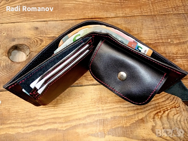 Ръчно изработен мъжки кожен портфейл , снимка 3 - Портфейли, портмонета - 54009671