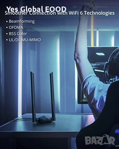 AX1800 High Gain WLAN Stick Long Range Adapter – Dual Band 1201 Mbps 5GHz/2.4GHz, снимка 6 - Други - 53022119