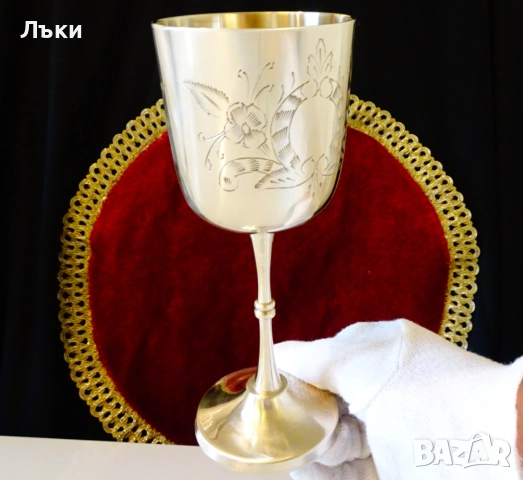 Бронзов бокал за вино,барок,18 см.,220 мл. , снимка 2 - Антикварни и старинни предмети - 52216657