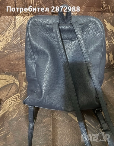 Тъмносиня раница КОЖА, снимка 3 - Раници - 51946786