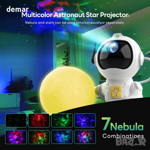 VUENICEE Астронавт звезден проектор с таймер и дистанционно, USB захранване, за деца, снимка 5 - Детски нощни лампи - 45670041