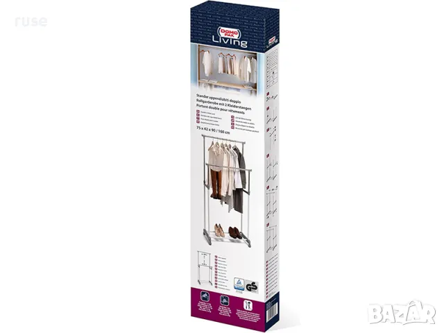 НОВИ! Двоен щендер закачалка за дрехи с поставка за обувки регулируем, снимка 3 - Закачалки - 50148910