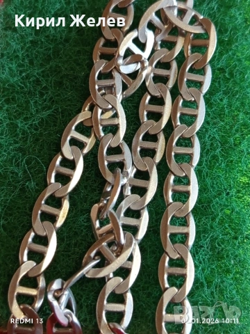 Сребърно колие плетка тип Морашка Корабна верига много красиво елегантно бижу 52804, снимка 6 - Колиета, медальони, синджири - 53016094