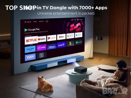 Нов проектор за домашни филми с 7000+ приложения Телевизионен ключ, снимка 3 - Плейъри, домашно кино, прожектори - 49927076