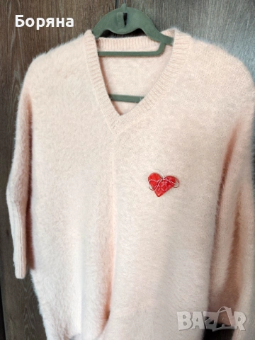 НАМАЛЕН - Нов пухкав пуловер бутик Vision с брошка, снимка 12 - Блузи с дълъг ръкав и пуловери - 38572663