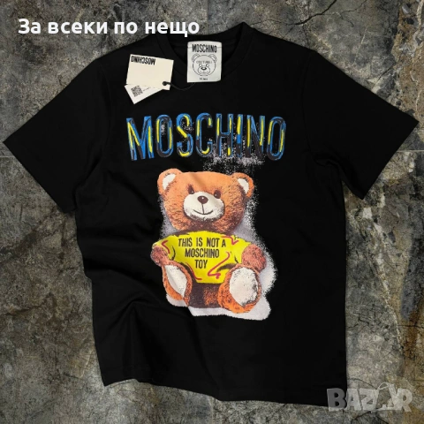 Moschino Мъжка Черна Тениска👕Мъжка Блуза С Къс Ръкав В Черен Цвят Мошино Код MensPoint33