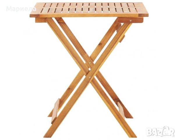 Сгъваема градинска маса, 70x70x75 см, акация масив