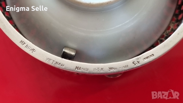 Винтидж Виетнамски сребърен пепелник с инкрустиран порцелан , снимка 4 - Антикварни и старинни предмети - 52623356