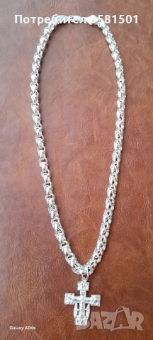 165/Сребърен Синджир със Кръст-90грама.🇧🇬