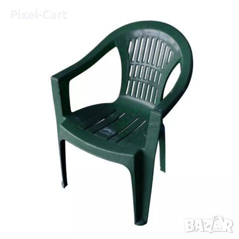 Градински пластмасов стол - Зелен, снимка 1 - Столове - 46388446