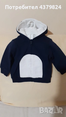 Нов немски суичър с качулка Ernsting's family Topolino за бебе р.62. р.68 см,  с этикет,, снимка 3 - Жилетки и елечета за бебе - 53458725