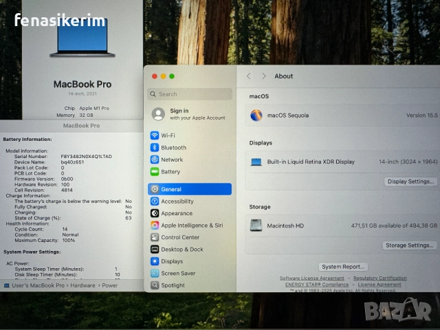 НОВ 14' Apple MacBook Pro 2021 M1 Pro Space Grey 32GB RAM/512GB SSD/Бат 14 цик. 100%, снимка 6 - Лаптопи за работа - 52885408