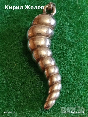 ИТАЛИАНСКА ВИСУЛКА във ФОРМАТА на РОГ ВИСОКО ПОЛИРАНО СРЕБРО 22299, снимка 3 - Колиета, медальони, синджири - 52855142