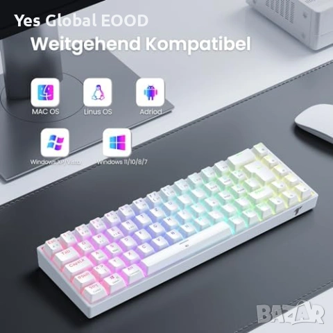 TECURS Механична геймърска клавиатура RGB, снимка 4 - Клавиатури и мишки - 53735387