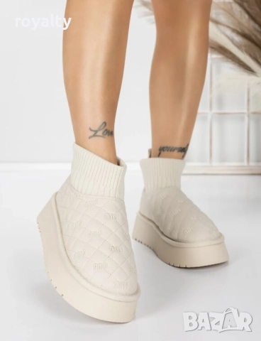 Равни боти - бежови Miu Miu , снимка 4 - Дамски боти - 52529215