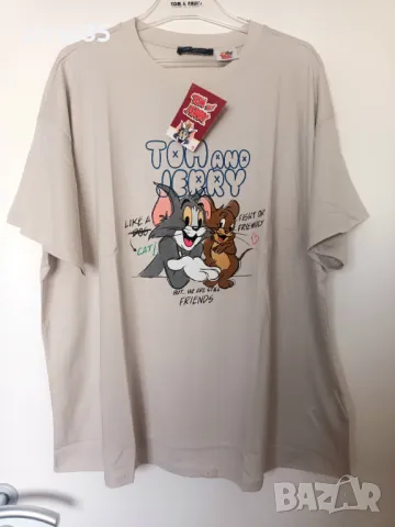 Нова Бежова тениска с Том и Джери, 3ХЛ