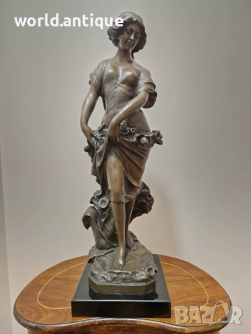 Превъзходна антикварна френска бронзова фигура статуетка скулптура , снимка 2 - Статуетки - 53161005