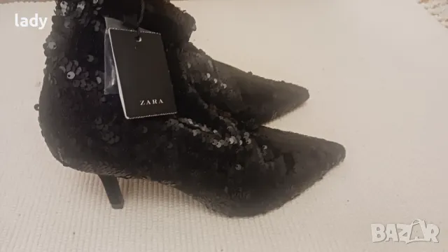 ZARA. Много стилни и елегантни черни боти с паети., снимка 6 - Дамски боти - 47483559