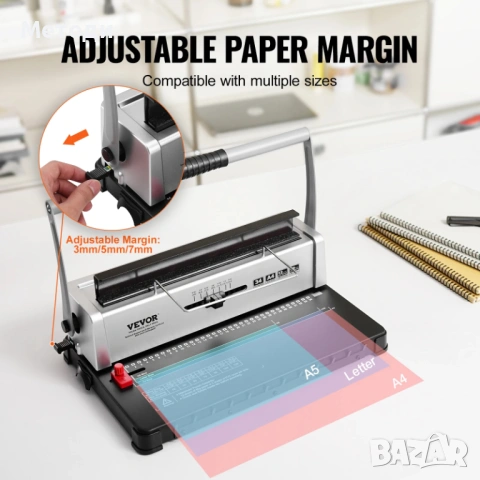 Подвързваща машина с метални спирали до 120 листа, 34 дупки, снимка 3 - Друго - 54206885