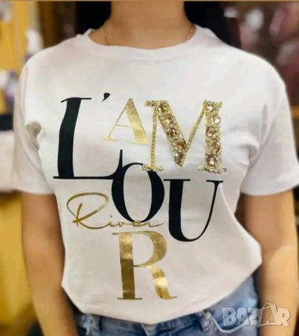 Дамска тениска с камъчета  