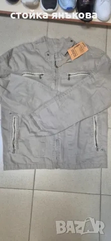 Мъжко бежово тънко яке от памучен плат , снимка 4 - Якета - 49748016