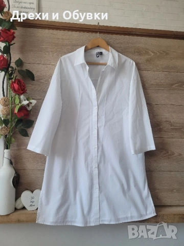 Нова дълга бяла риза PIECES , снимка 3 - Ризи - 48113386