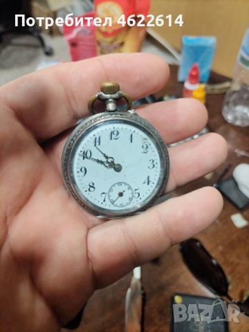 СТАР ДЖОБЕН СРЕБЪРЕН ЧАСОВНИК , снимка 2 - Джобни - 54289440