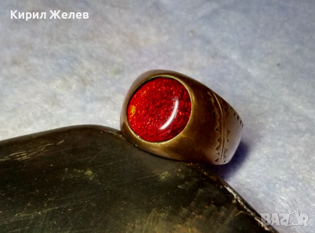 СТАРИНЕН КЛАСИЧЕСКИ КАТАЛИНЕН МЕДЕН ПРЪСТЕН СТИЛНО РЪЧНО ОРНАМЕНТИРАН РЯДКО РЕТРО БИЖУ 41174