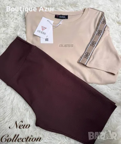 дамски комплекти тениска Guess и клин рипс , снимка 2 - Комплекти - 50331998