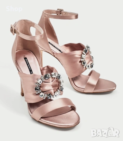 👡 Сатенени сандали на ток на Zara , снимка 2 - Сандали - 53775883