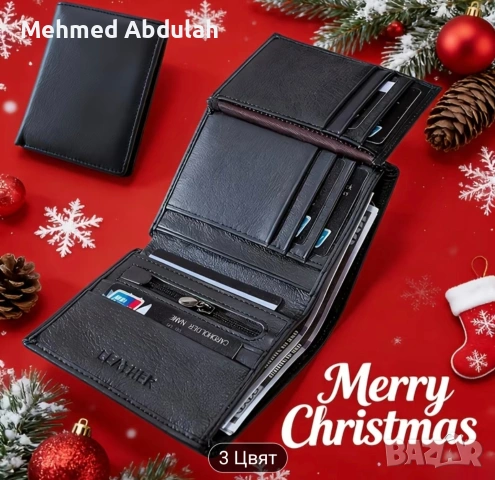 Истински кожен компактен портфейл, снимка 2 - Портфейли, портмонета - 53480868