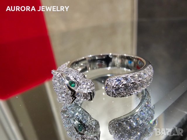 CARTIER Panthere de Cartier White Gold Paved Diamonds Дамски Пръстен, снимка 2 - Пръстени - 52821446
