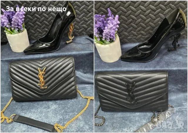 Комплект дамски обувки на ток с чанта Yves Saint Laurent - 2 налични цвята, снимка 1 - Чанти - 47242918