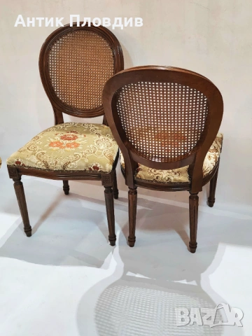 Чифт класически столове с ратанова облегалка, снимка 2 - Столове - 53440587
