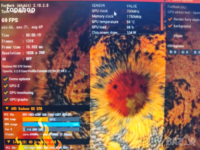 Видеокартa SAPPHIRE NITRO+ RX 570 4GB, снимка 6 - Видеокарти - 50501454