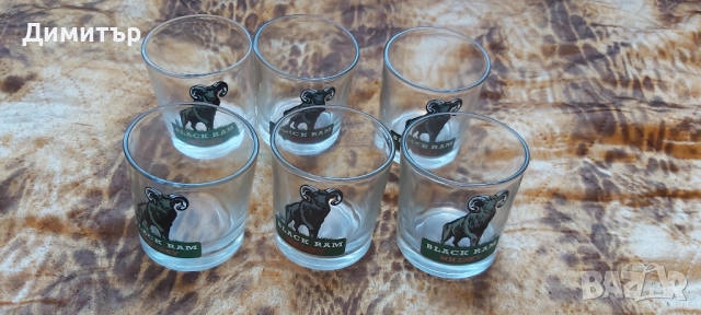 Продавам 6 броя дебелостенни чаши с надпис блек рам уиски 