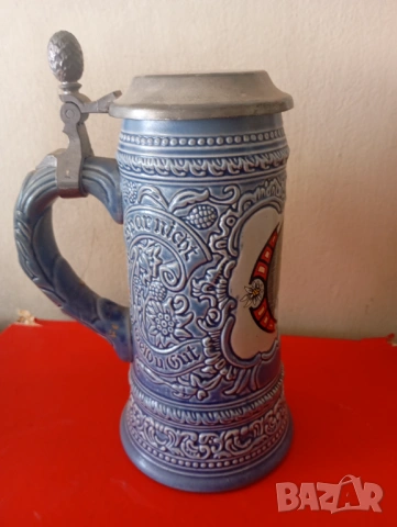 Стара халба за бира с капак, снимка 2 - Други ценни предмети - 53868803