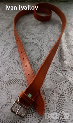 Елегантен дамски колан (3 см) – ЕСТЕСТВЕНА КОЖА – Цвят Коняк/Керемида, снимка 3 - Колани - 54131356
