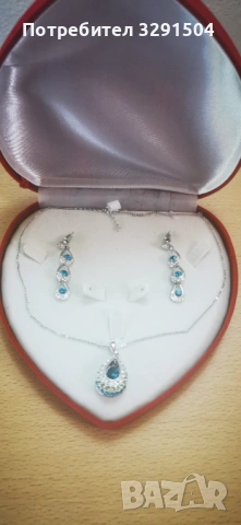 Комплект колие и обеци, снимка 2 - Колиета, медальони, синджири - 53865254