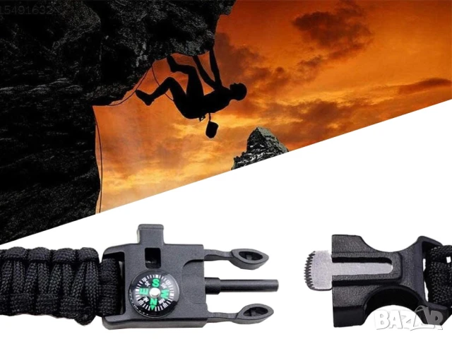 Тактическа гривна за оцеляване 5-в-1 - Вашият спасителен комплект на китката, снимка 4 - Екипировка - 51375886