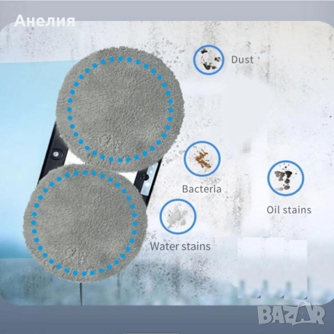 .Интелигентен робот за почистване на прозорци с двойни въртящи се падове и вакуум 2800Pa, снимка 10 - Други стоки за дома - 52997996