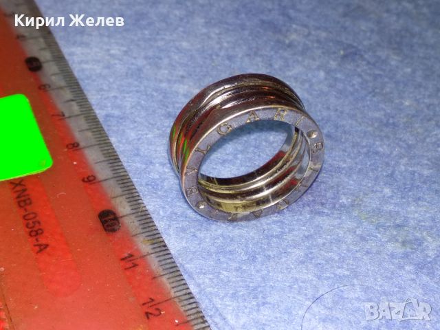 BVLGARI Оригинален БУТИКОВ СРЕБЪРЕН ПРЪСТЕН РОДИРАНО СРЕБРО 925 БУЛГАРИ РАЗТЕГЛИВ РЯДЪК МОДЕЛ 27229, снимка 5 - Пръстени - 45969808