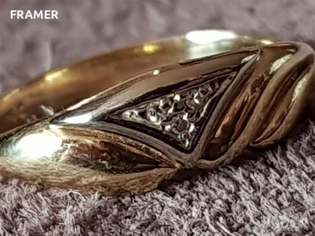 Стилен пръстен ЗЛАТЕН 14 карата диаманти БРИЛЯНТИ злато, снимка 7 - Пръстени - 45596792