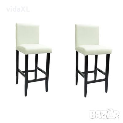 vidaXL Бар табуретки, 2 бр, бели, изкуствена кожа(SKU:323643