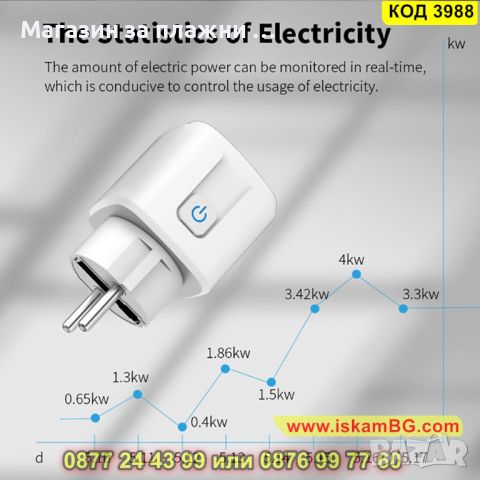 Смарт Wifi контакт за 16 ампера - КОД 3988, снимка 8 - Други стоки за дома - 45203918