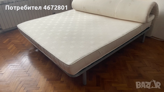 Спалня 180/200 (подматрачна рамка с крака + матрак + топ матрак), снимка 2 - Спални и легла - 52706789