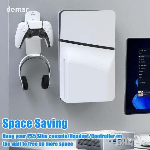 Стойка за стена Aceshop PS5 Slim, стенна скоба за PlayStation5 Slim (Disc и Digital), снимка 7 - Аксесоари - 45750180